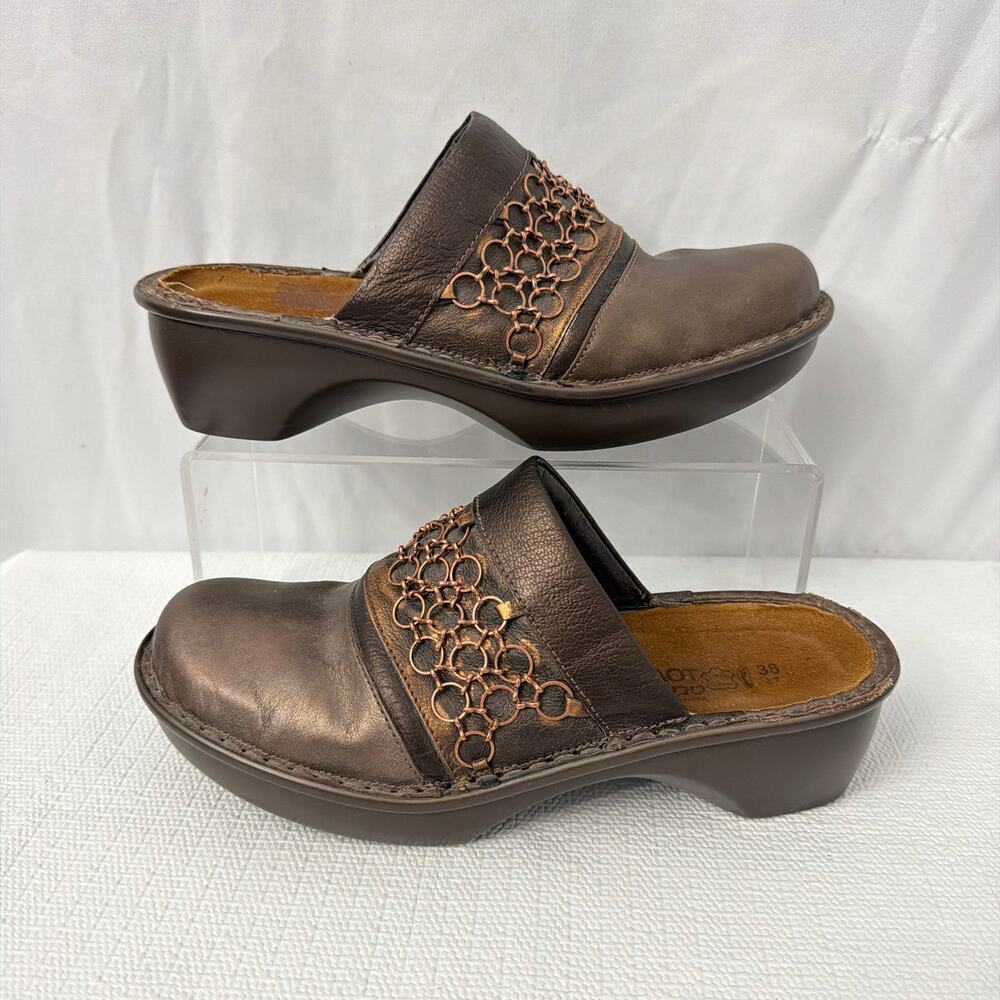 Naot Shoes Womens Size 7 Ankara Mules Copper Chain Detail Made in Israel - Picture 8 of 10